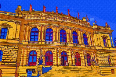 Prag 'da eski bir sokak, antika.