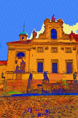 Prag 'da eski bir sokak, antika.