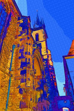 Prag, Çek Cumhuriyeti, Avrupa 'daki Eski Şehir Meydanı' ndaki belediye binasının kulesi.