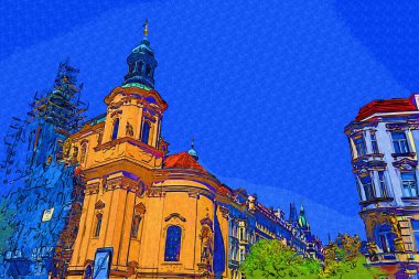 Prag, Çek Cumhuriyeti, Avrupa 'daki Eski Şehir Meydanı' ndaki belediye binasının kulesi.