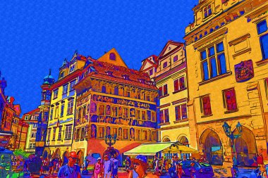 Prag, Çek Cumhuriyeti, Avrupa 'daki Eski Şehir Meydanı' ndaki belediye binasının kulesi.