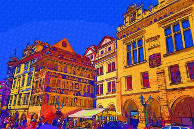 Prag, Çek Cumhuriyeti, Avrupa 'daki Eski Şehir Meydanı' ndaki belediye binasının kulesi.