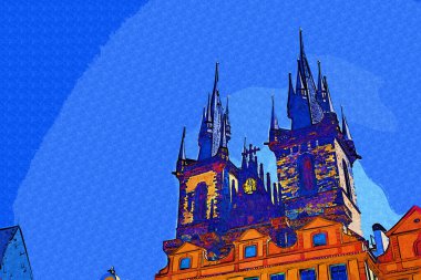 Prag, Çek Cumhuriyeti, Avrupa 'daki Eski Şehir Meydanı' ndaki belediye binasının kulesi.