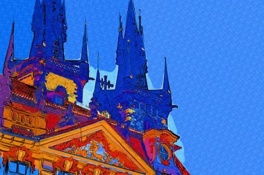 Prag, Çek Cumhuriyeti, Avrupa 'daki Eski Şehir Meydanı' ndaki belediye binasının kulesi.