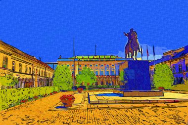 Varşova 'daki eski şehir manzarası, eski kasaba, Polonya