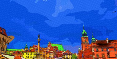 Varşova 'daki eski şehir manzarası, eski kasaba, Polonya