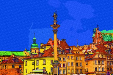 Varşova 'daki eski şehir manzarası, eski kasaba, Polonya