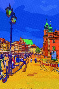 Varşova 'daki eski şehir manzarası, eski kasaba, Polonya