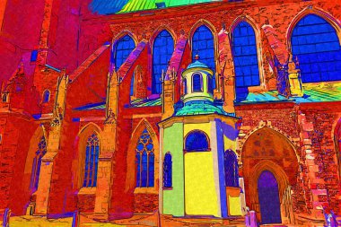 Polonya, Wroclaw, Ostrow Tumski Katedrali 'ndeki eski şehir manzaralı