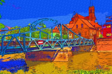 Wroclaw, Poland- Ostrow Tumski 'nin tarihi ve tarihi kısmının Panoraması