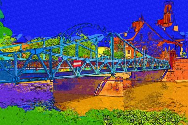 Wroclaw, Poland- Ostrow Tumski 'nin tarihi ve tarihi kısmının Panoraması