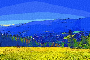 Gubalowka 'da dağ manzarası. Polonya Tatra Dağları.