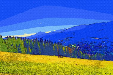 Gubalowka 'da dağ manzarası. Polonya Tatra Dağları.