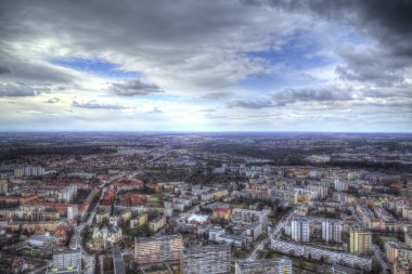 Wrocaw akşam panorama hava görüntüsü vintage