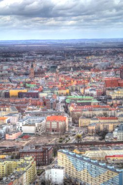 Wrocaw akşam panorama hava görüntüsü vintage