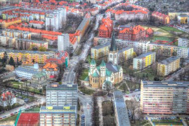 Wrocaw akşam panorama hava görüntüsü vintage