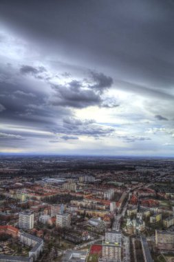 Wrocaw akşam panorama hava görüntüsü vintage
