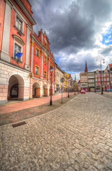 Centro Walbrzych Fonte Cidade Cortiços Barrocos Baixa Silésia Polônia — Fotografia de Stock