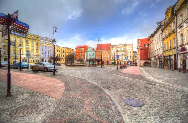 Center Walbrzych City Fountain Baroque Tenements Lower Silesia Poland — Stock Photo, Image