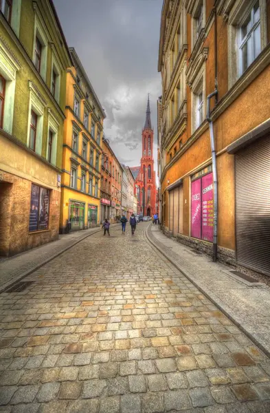 Zentrum Walbrzych Stadtbrunnen Barocke Mietskasernen Niederschlesien Polen — Stockfoto