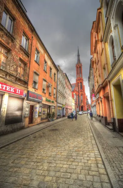 Zentrum Walbrzych Stadtbrunnen Barocke Mietskasernen Niederschlesien Polen — Stockfoto