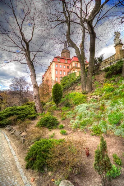 Castillo Ksiaz Polonia Silesia Arte Retro Fotografía Vintage Antiguo — Foto de Stock