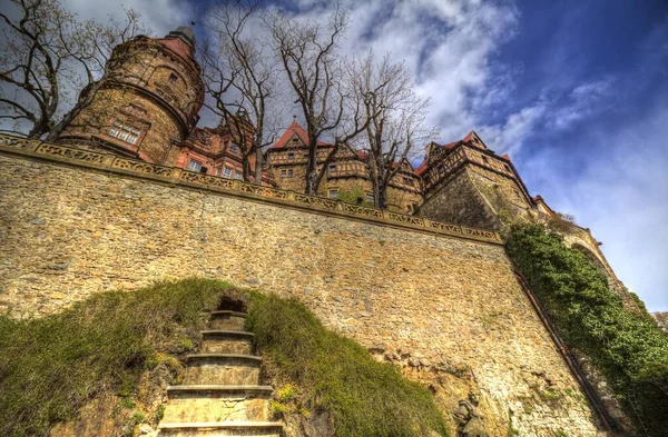 Castelo Ksiaz Polónia Silésia Arte Retro Foto Vintage Velho — Fotografia de Stock