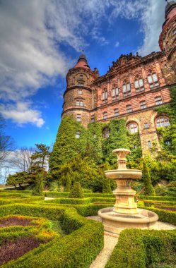 Ksiaz Şatosu Polonya Silezya sanat retro fotoğraf tarihi