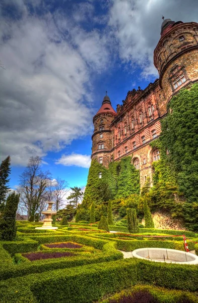 Zamek Ksiaz Polska Silesia Sztuka Retro Fotografia Stare — Zdjęcie stockowe