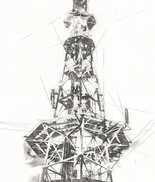 Radar Antena Vigilancia Aérea Radio Ilustración Arte Dibujo Vintage — Foto de Stock