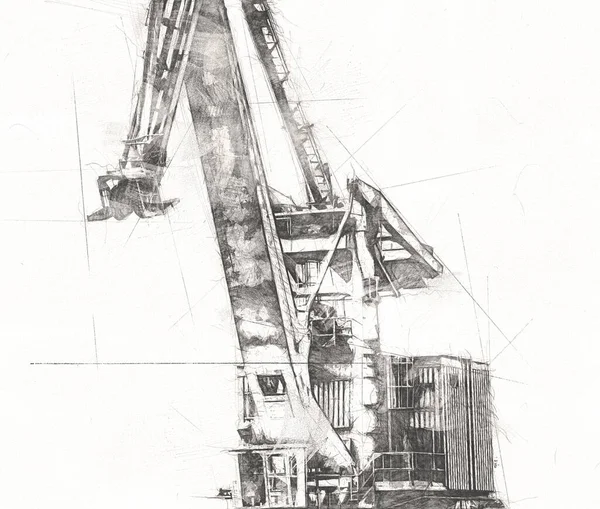 Port Freight Cranes Dengan Ilustrasi Seni Fotografi — Stok Foto