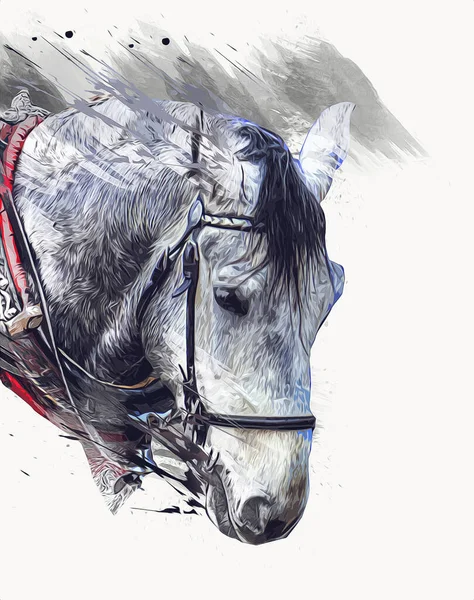 Pittura Grunge Colorata Illustrazione Arte Cavallo — Foto Stock