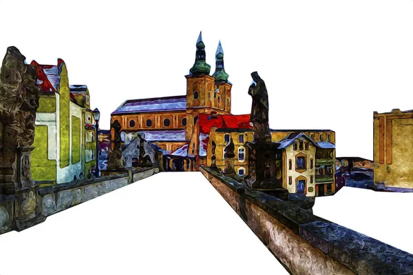 Klodzko City Town Air Fort Art Illustration Retro Vintage Antique — Stock Photo, Image