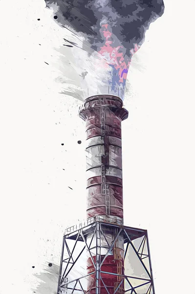 Skorstenar Och Silor Fabrik Fotografi Illustration Känslor — Stockfoto