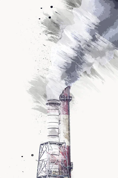 Chimeneas Silos Una Fábrica Fotografía Ilustración Emoción —  Fotos de Stock