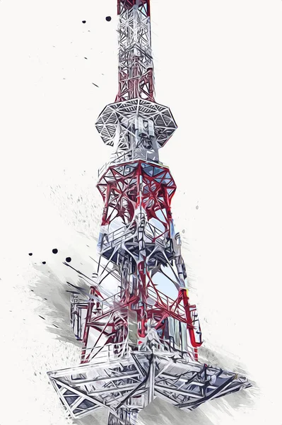 Radar Antena Vigilancia Aérea Radio Ilustración Arte Dibujo Vintage — Foto de Stock