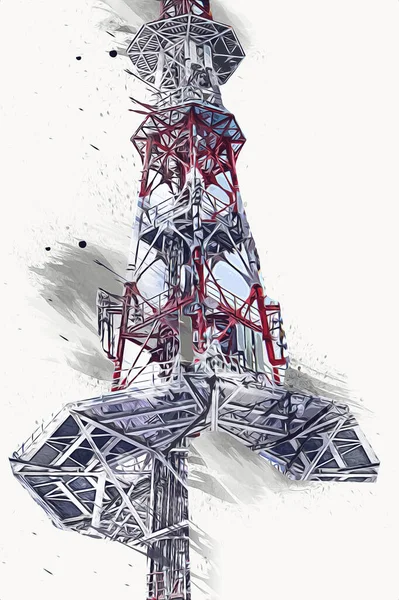 Radar Légtérellenőrző Antenna Rádió Művészeti Illusztráció Rajz Évjárat — Stock Fotó