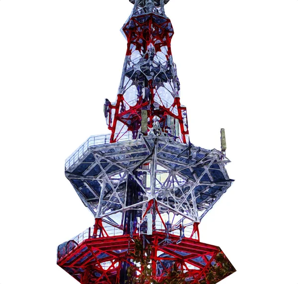 レーダー空気監視アンテナラジオ ヴィンテージを描くアートイラスト — ストック写真