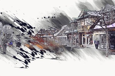 Polonya, Zakopane 'nin tahta mimarisi, resim çizimi.