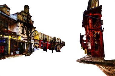 Polonya, Zakopane 'nin tahta mimarisi, resim çizimi.