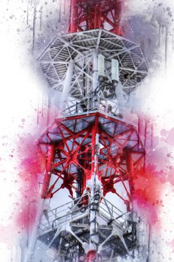 Donanma gemisinde askeri radar takibi, sanat eseri çizimi klasik.