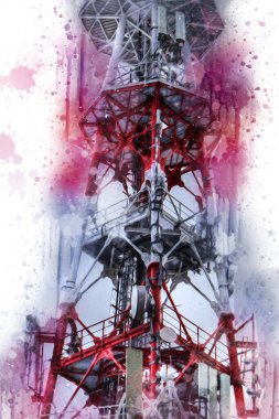 Donanma gemisinde askeri radar takibi, sanat eseri çizimi klasik.