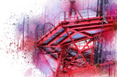 Donanma gemisinde askeri radar takibi, sanat eseri çizimi klasik.