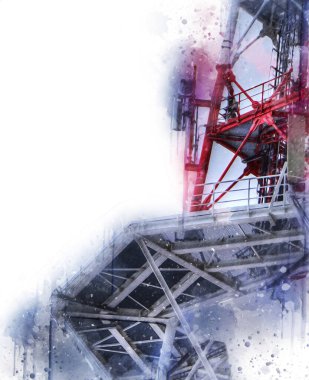 Donanma gemisinde askeri radar takibi, sanat eseri çizimi klasik.