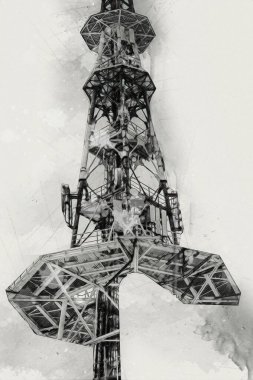 Donanma gemisinde askeri radar takibi, sanat eseri çizimi klasik.