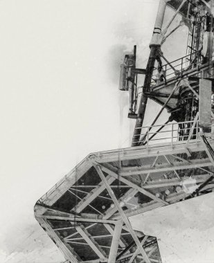 Donanma gemisinde askeri radar takibi, sanat eseri çizimi klasik.