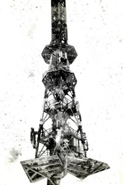 Donanma gemisinde askeri radar takibi, sanat eseri çizimi klasik.