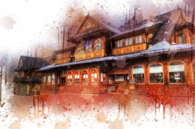 Polonya, Zakopane 'nin tahta mimarisi, resim çizimi.