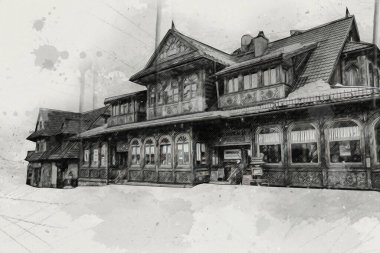 Polonya, Zakopane 'nin tahta mimarisi, resim çizimi.