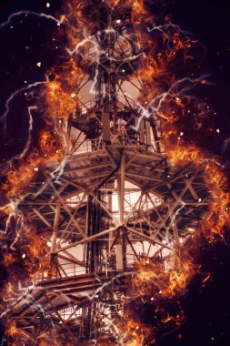 Donanma gemisinde askeri radar takibi, sanat eseri çizimi klasik.